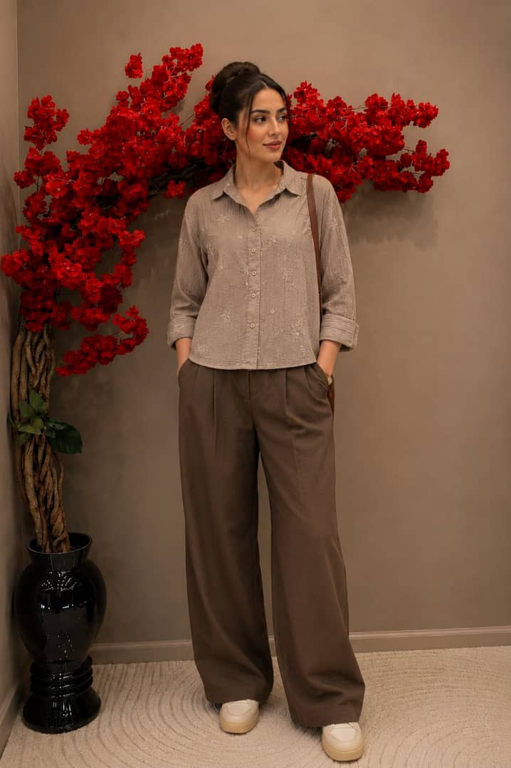 شومیز یقه مردانه جنس ویسکن